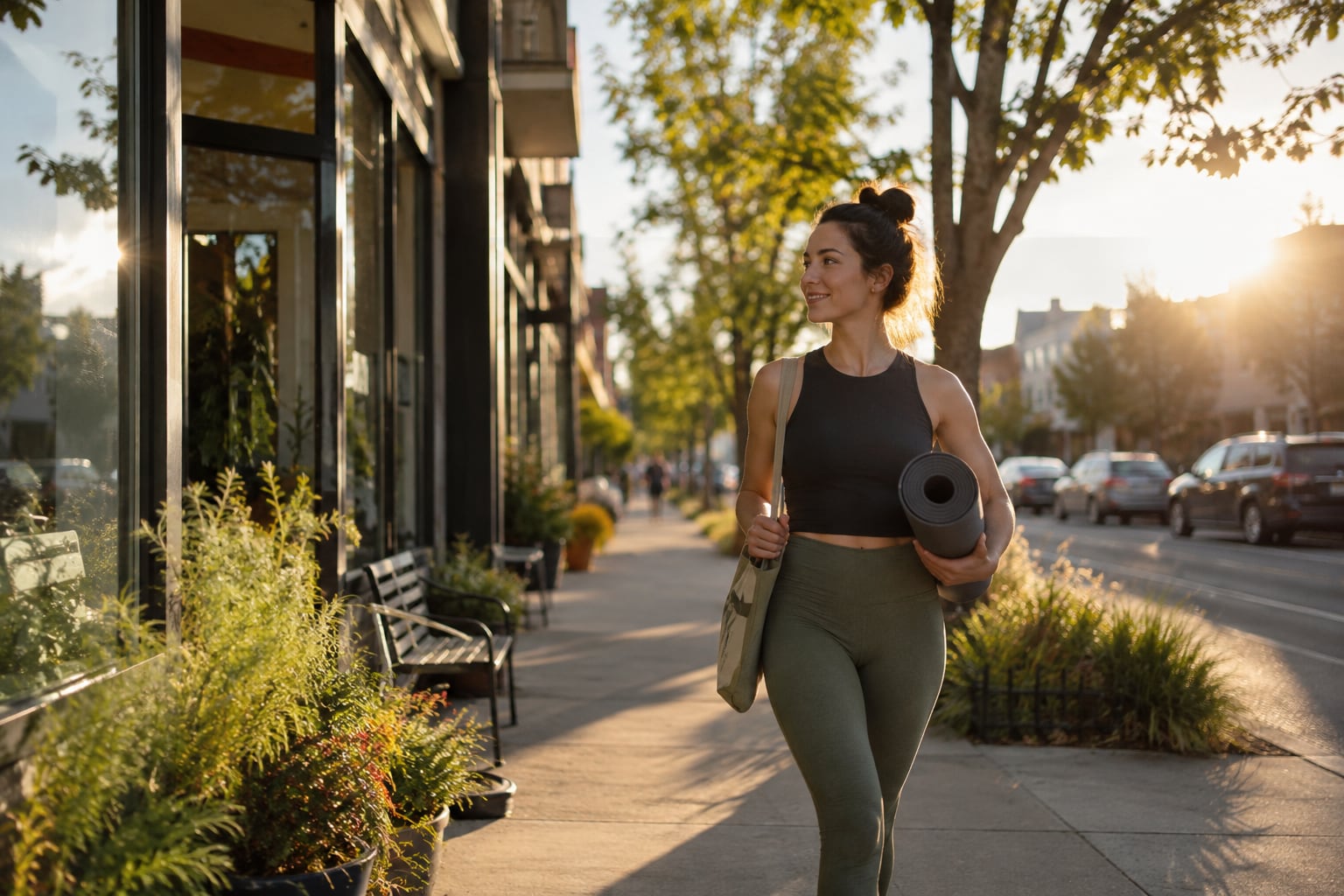 A quiet Sunnyside street in Denver lit by a low evening sun
